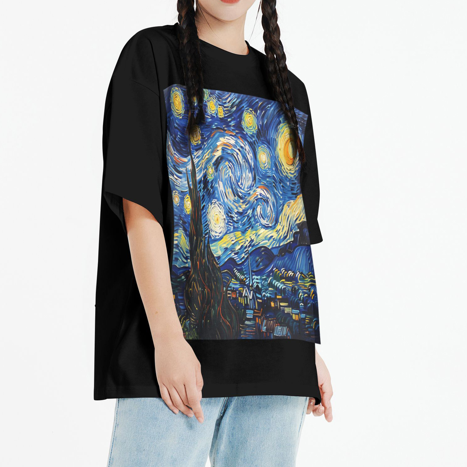 Starry Night Printed Short Sleeve T-Shirt