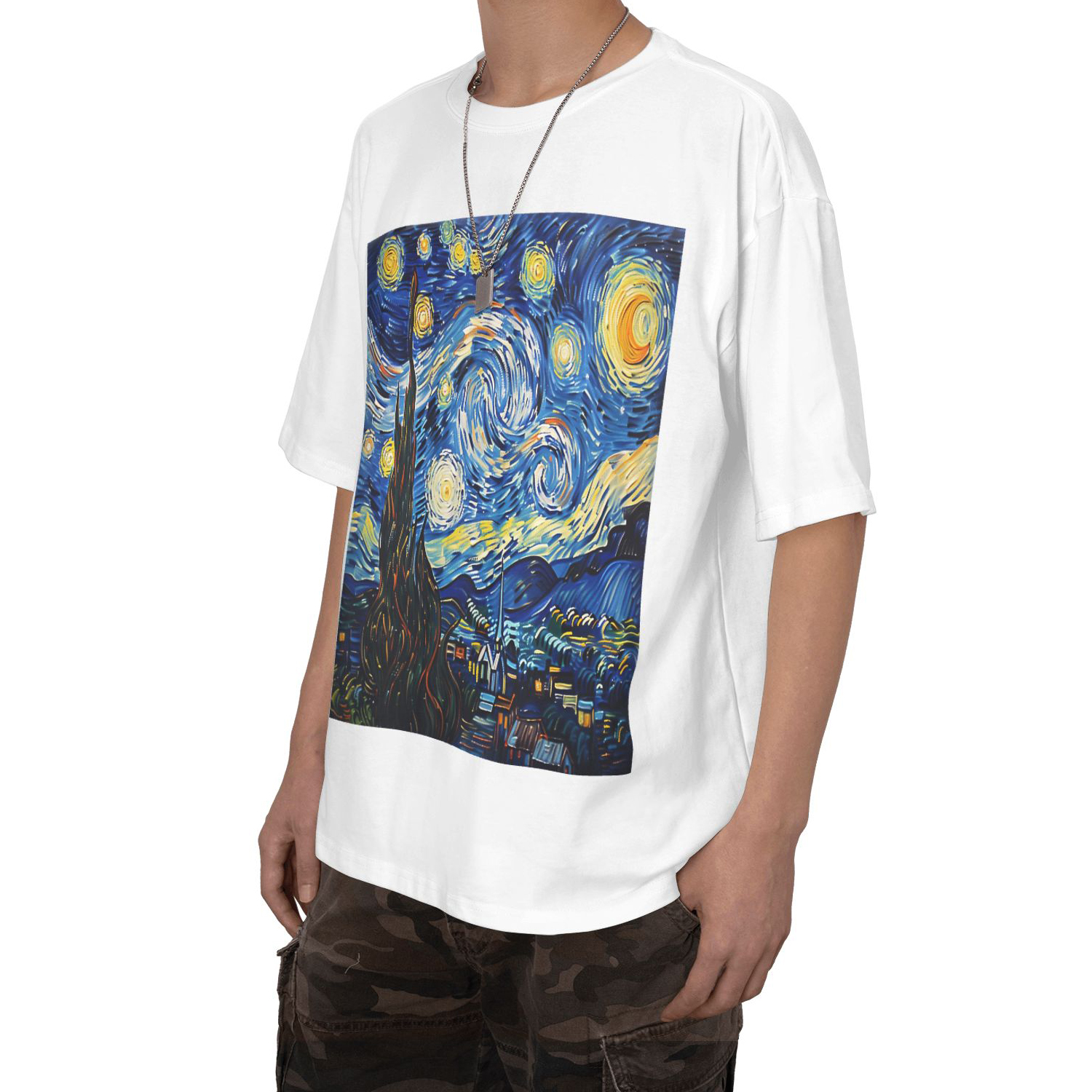 Starry Night Printed Short Sleeve T-Shirt