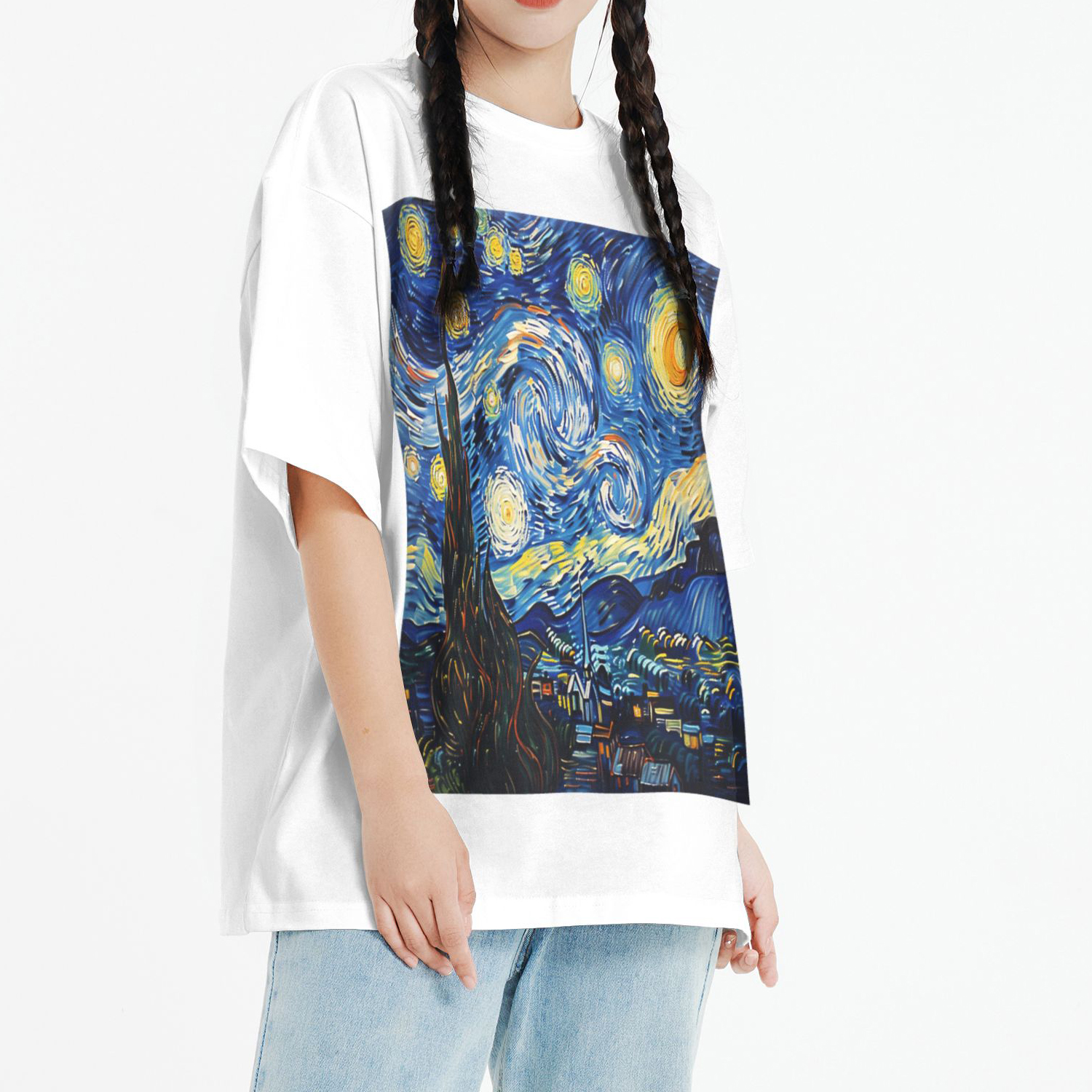 Starry Night Printed Short Sleeve T-Shirt