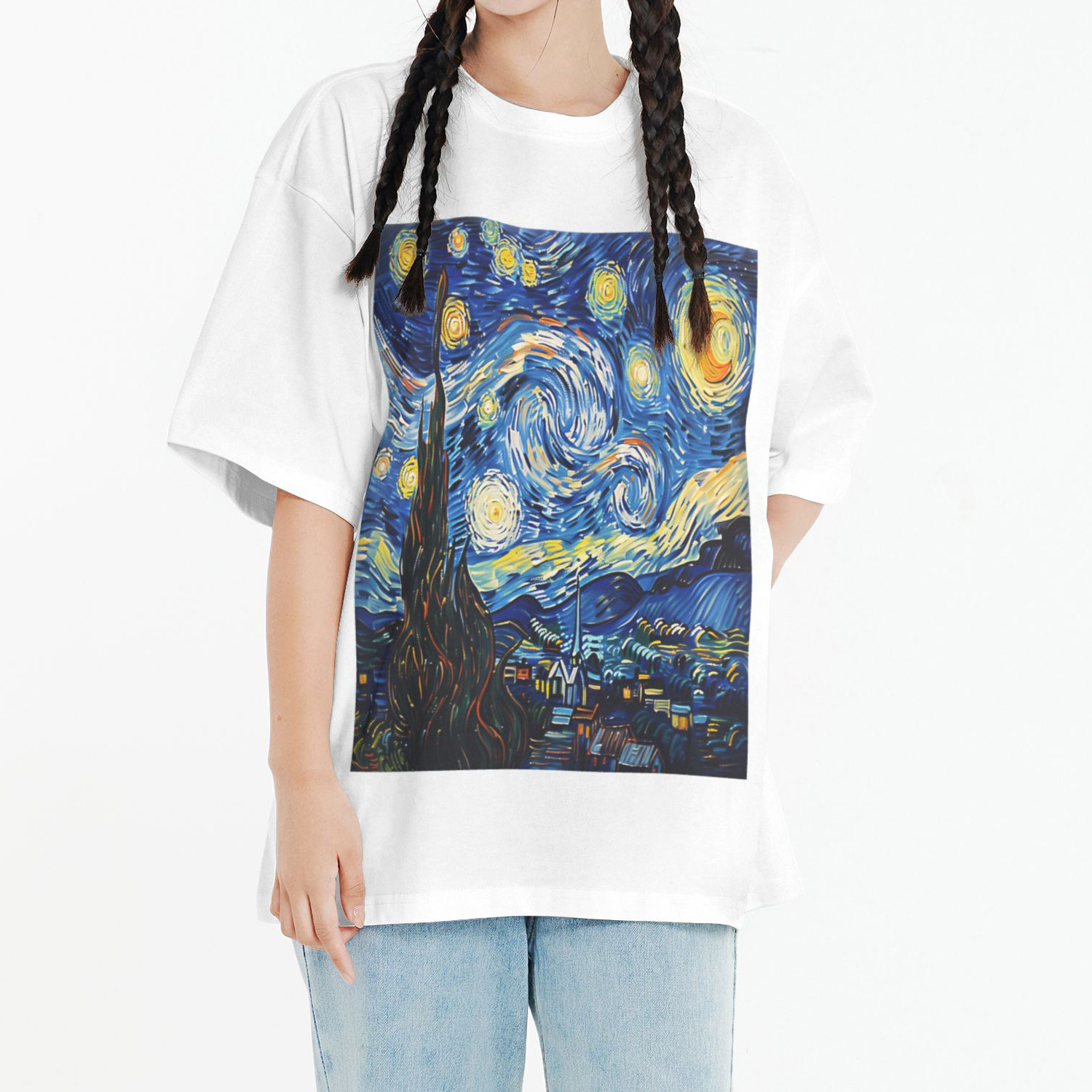 Starry Night Printed Short Sleeve T-Shirt