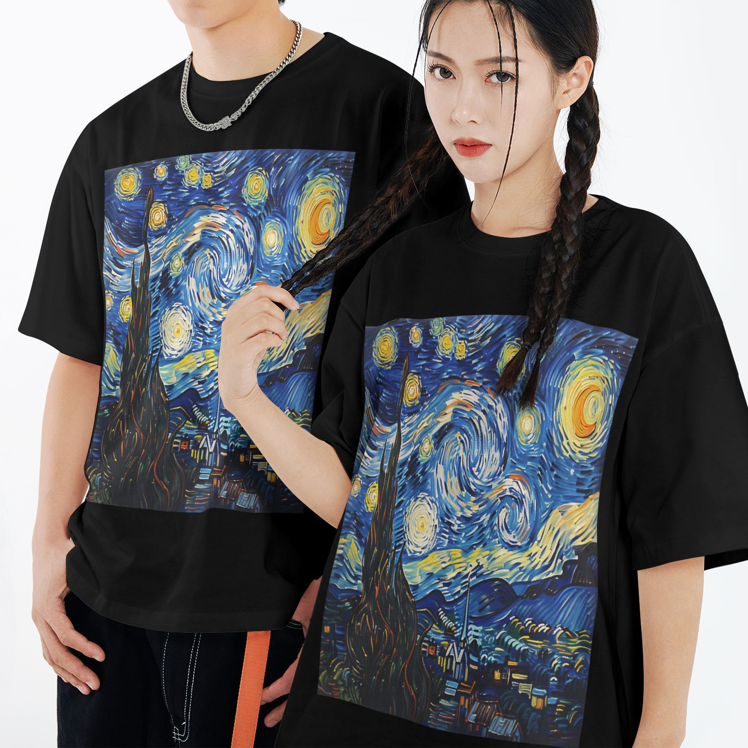 Starry Night Printed Short Sleeve T-Shirt
