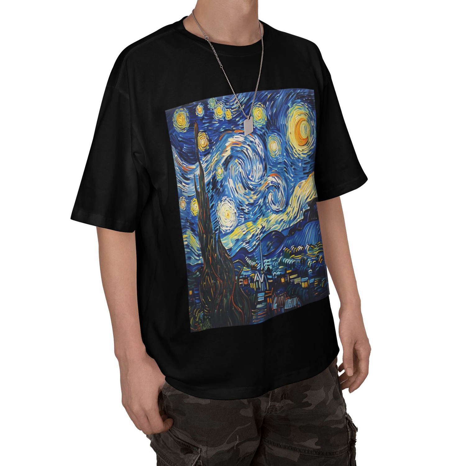 Starry Night Printed Short Sleeve T-Shirt