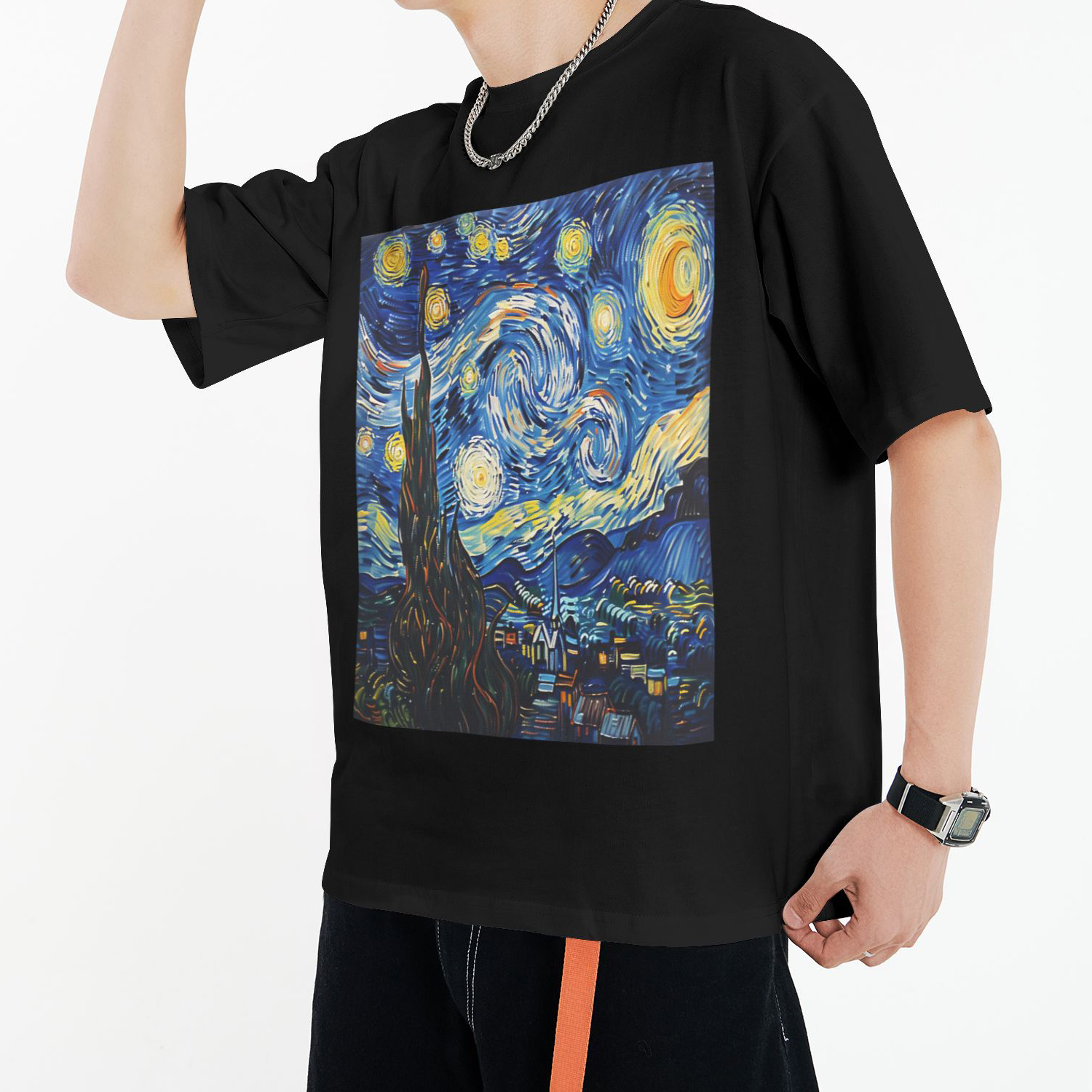 Starry Night Printed Short Sleeve T-Shirt