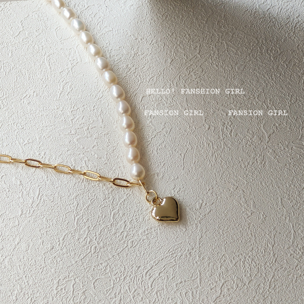 Freshwater pearl plated 14K necklace creative temperament Japanese and Korean simple clavicle chain