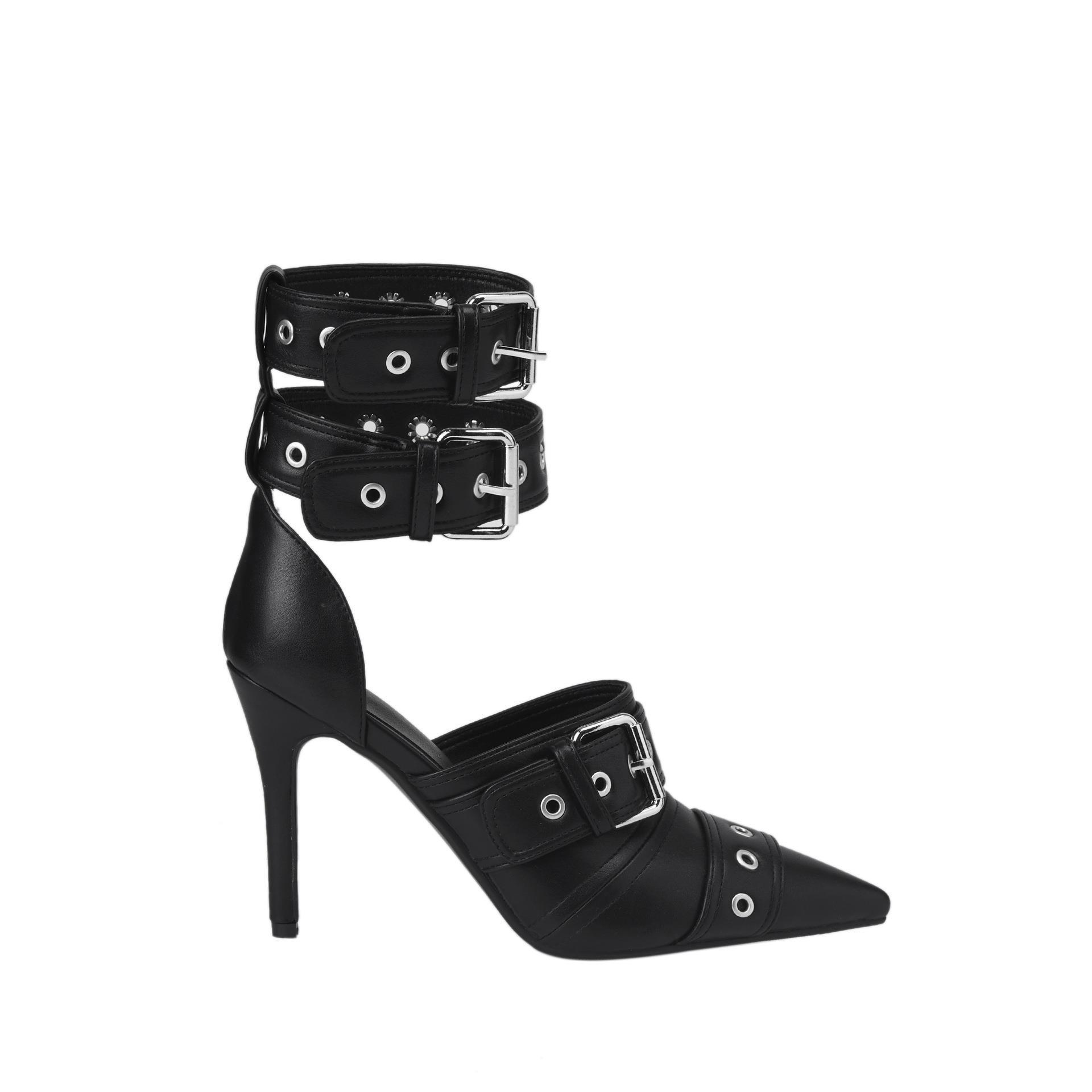 Hot girl style high heels, pointed toe super thin heels, punk style cool rivet high heels