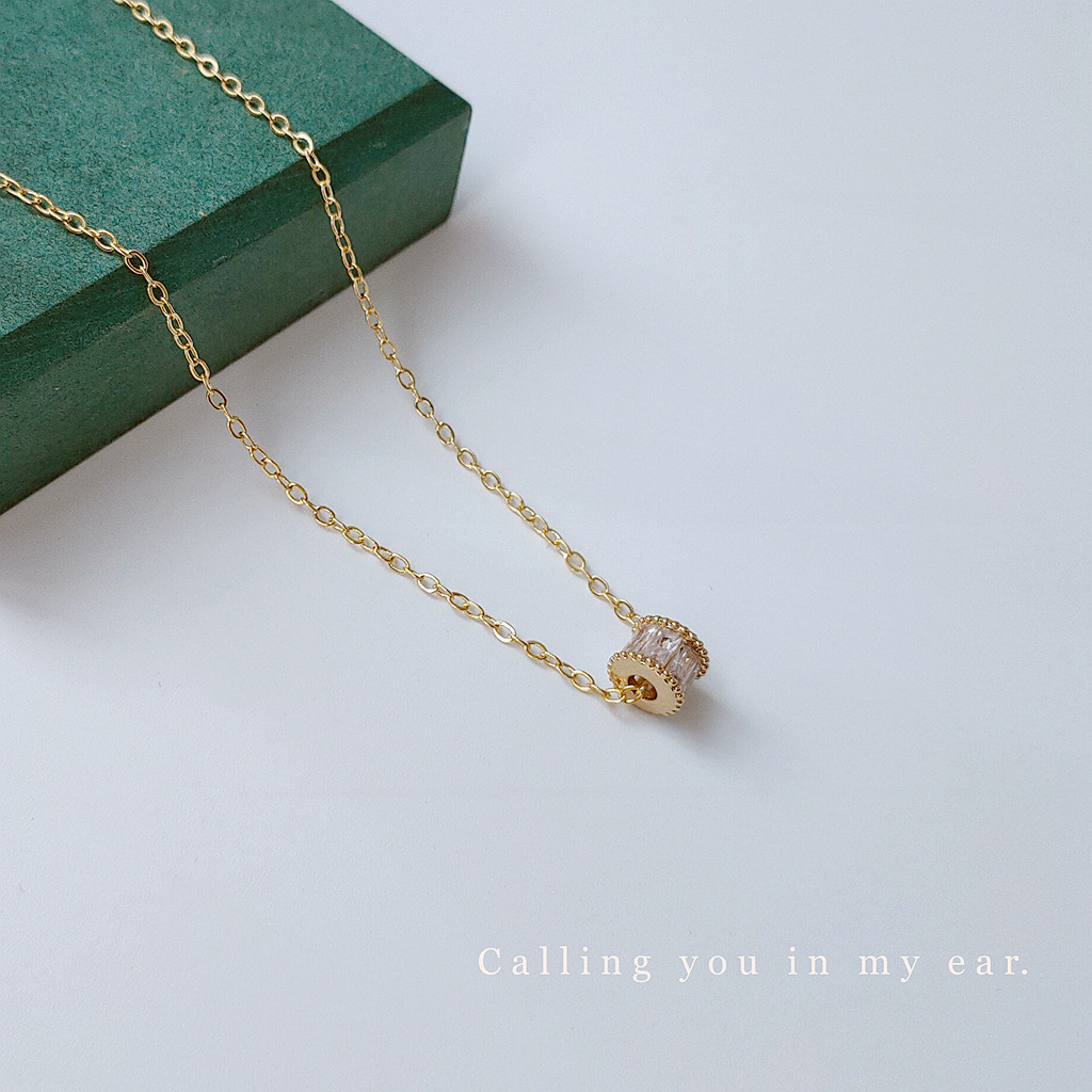 14K real gold small waist clavicle chain copper zircon micro-set necklace