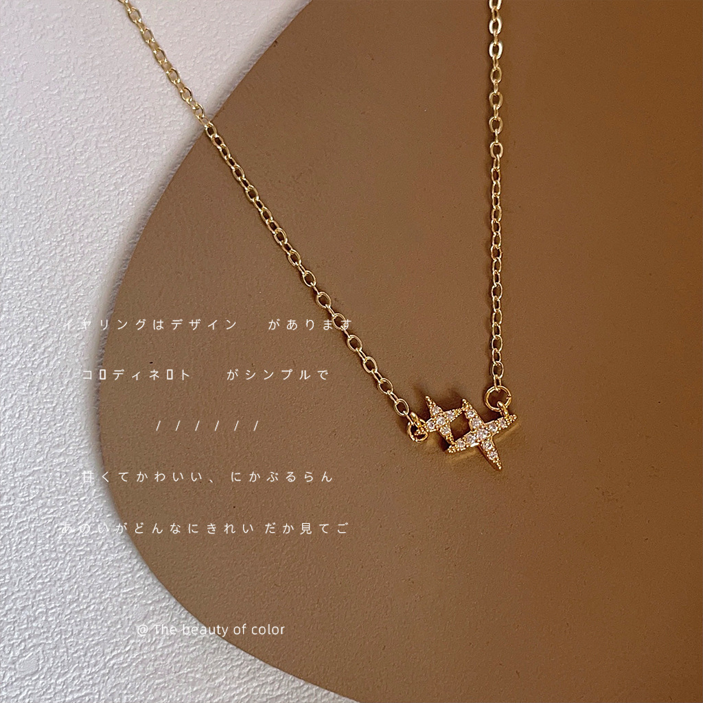 Clavicle chain electroplated 14K micropaved zirconia personalized ins fresh necklace