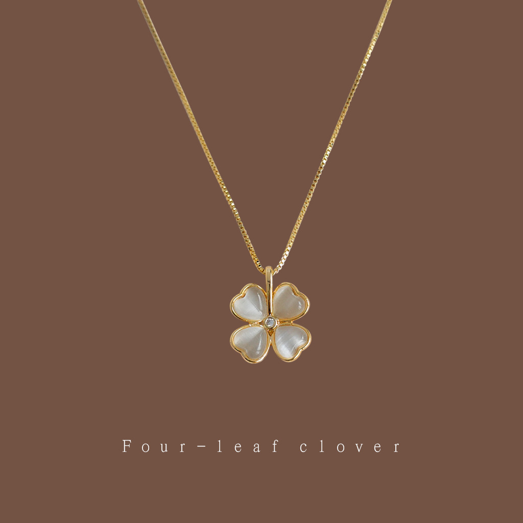 14K plated clavicle chain, simple and high-end heart-shaped lucky necklace, jewelry necklace