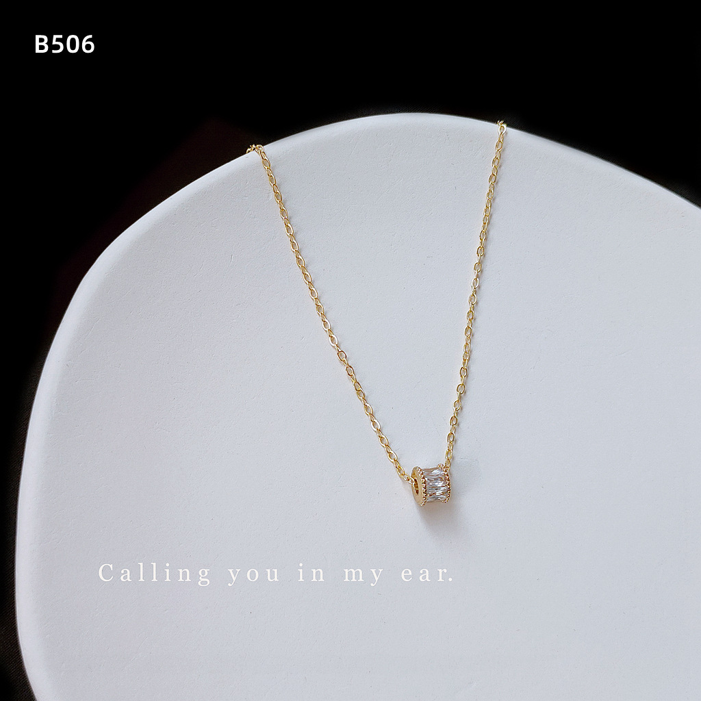 14K real gold small waist clavicle chain copper zircon micro-set necklace