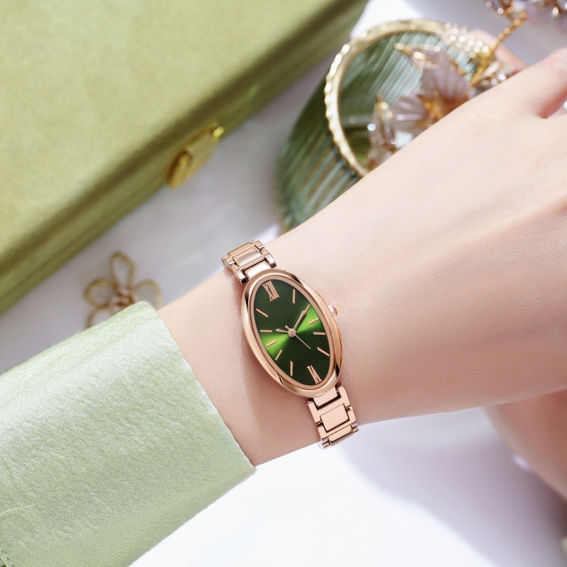 Simple and high-end steel band waterproof quartz watch with high-looking oval dial
