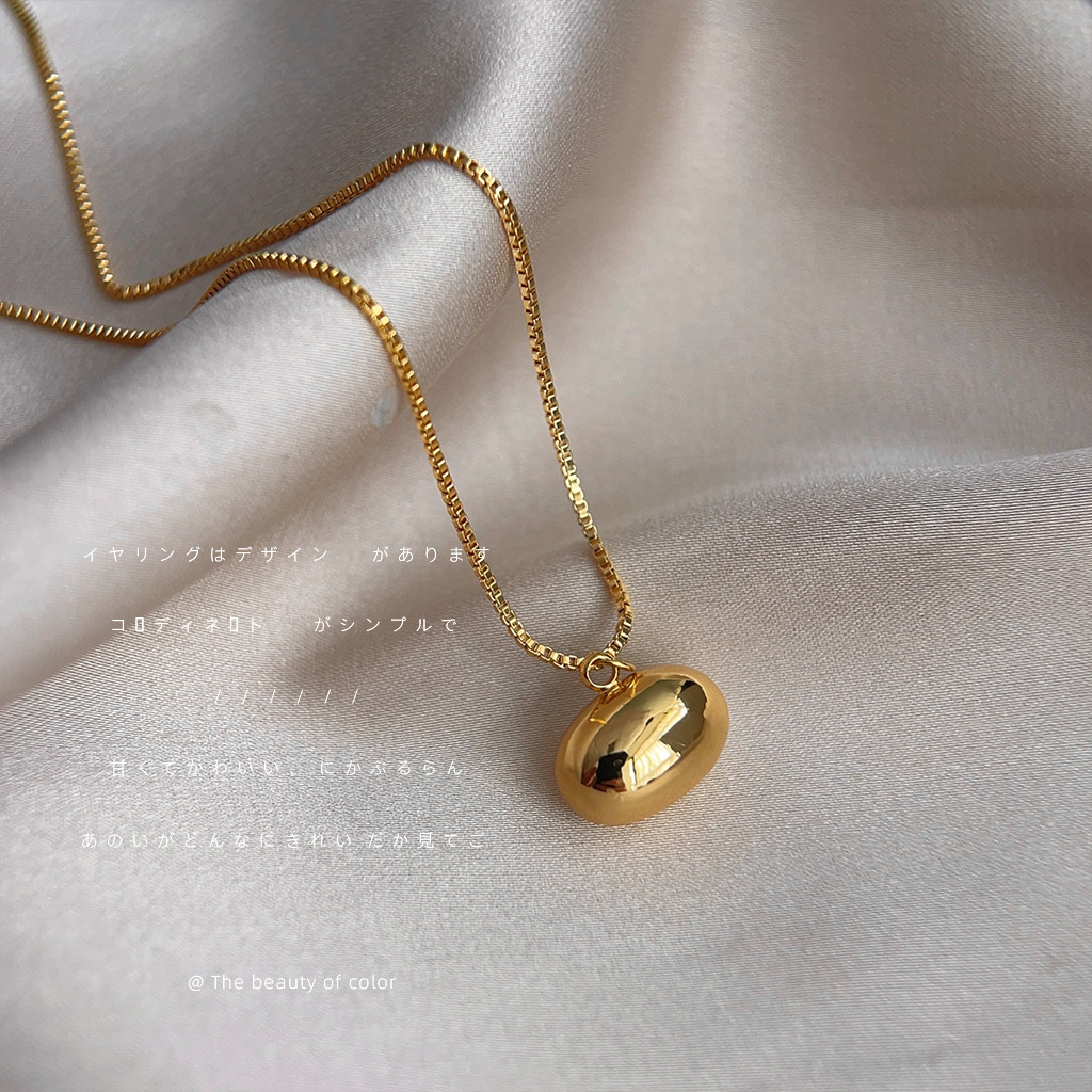 High-end minimalist oval geometric electroplated 14K goose egg clavicle chain