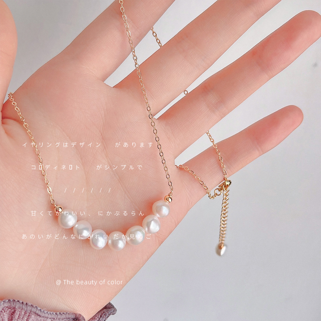 Freshwater Pearl ~ Copper-plated 14K new style clavicle chain simple light luxury handmade design high-end necklace