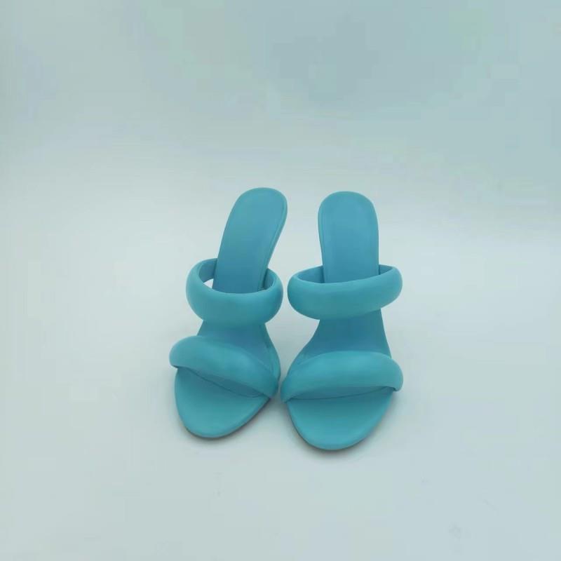 Blue fashion sandals round toe stiletto sleeves catwalk style high heels