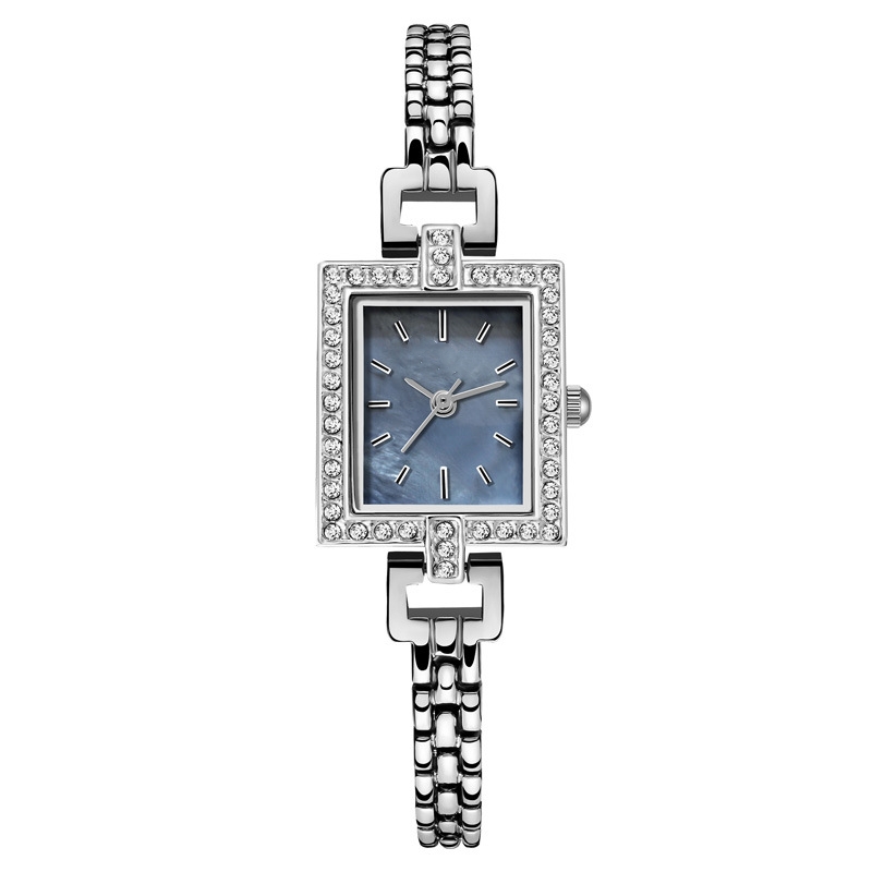 Alloy bracelet watch, second-hand small square plate, exquisite quartz watch, women's compact, light luxury waterproof watch