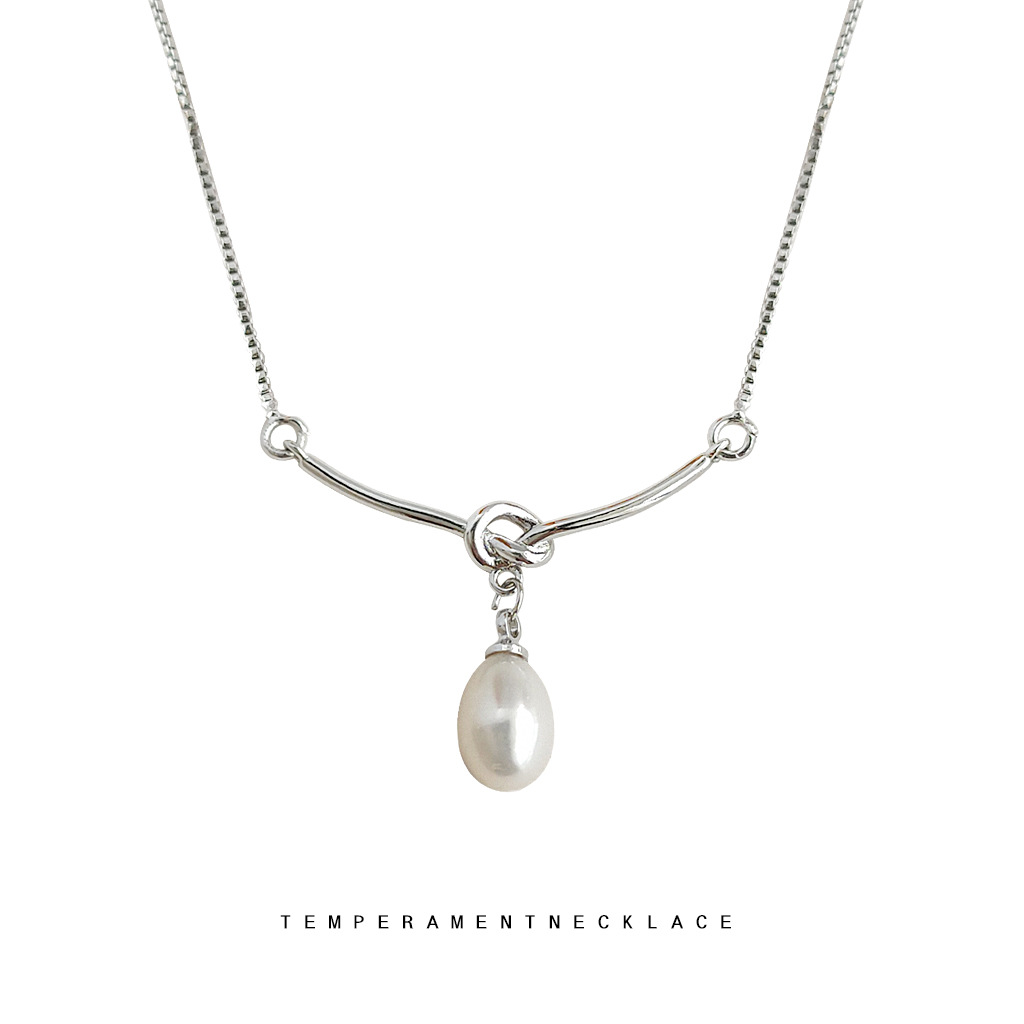 Freshwater Pearl Electroplated Real Gold Knot Clavicle Chain Personalized Internet Celebrity New Necklace