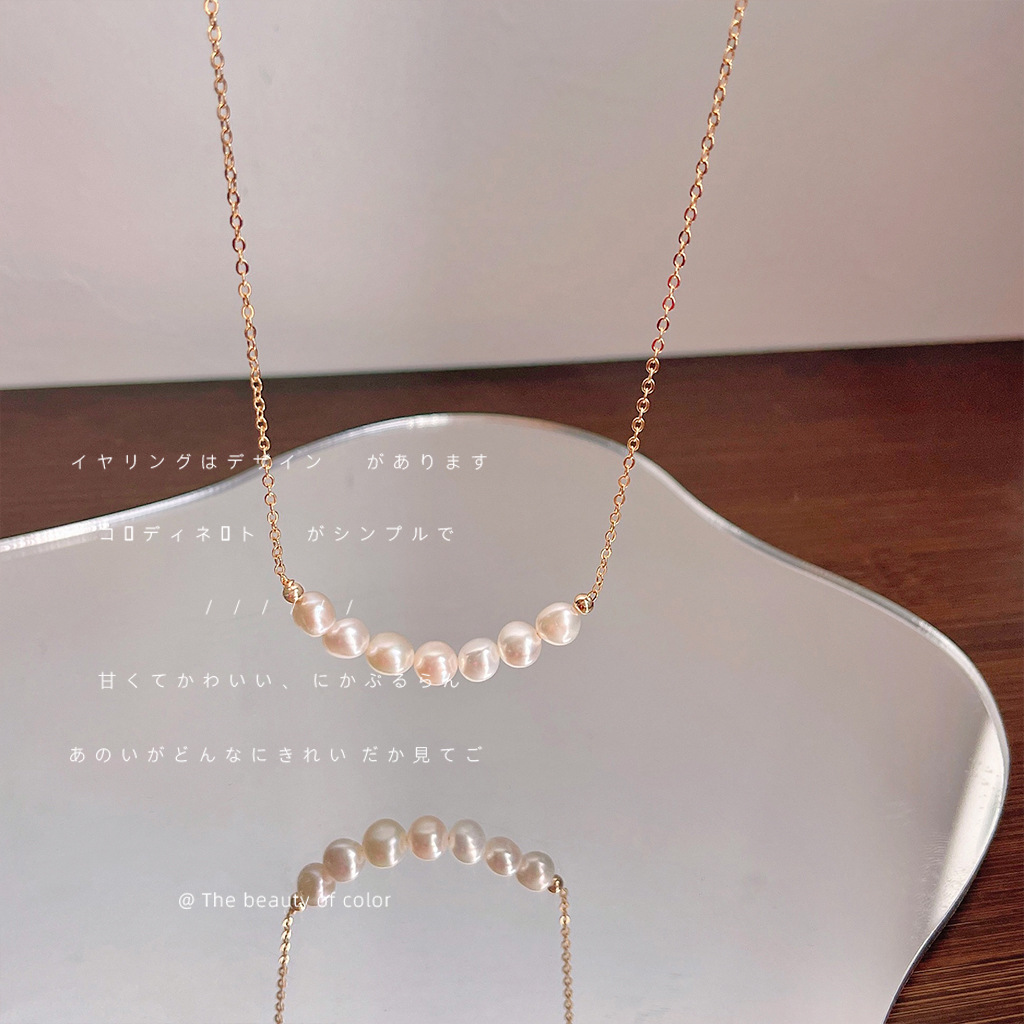Freshwater Pearl ~ Copper-plated 14K new style clavicle chain simple light luxury handmade design high-end necklace
