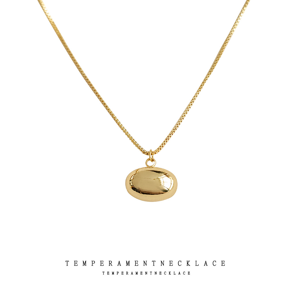 High-end minimalist oval geometric electroplated 14K goose egg clavicle chain