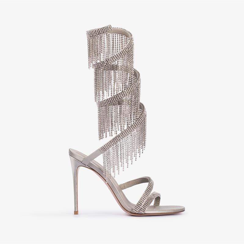 High-heeled sandals for women with rhinestone fairy style one-line rhinestone snake-shaped wrapped stiletto sandals