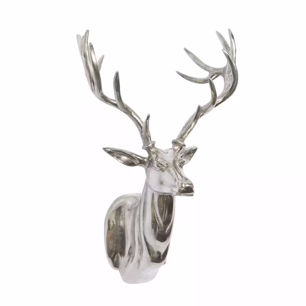 Litton Lane Aluminum Silver Head Deer Wall Decor