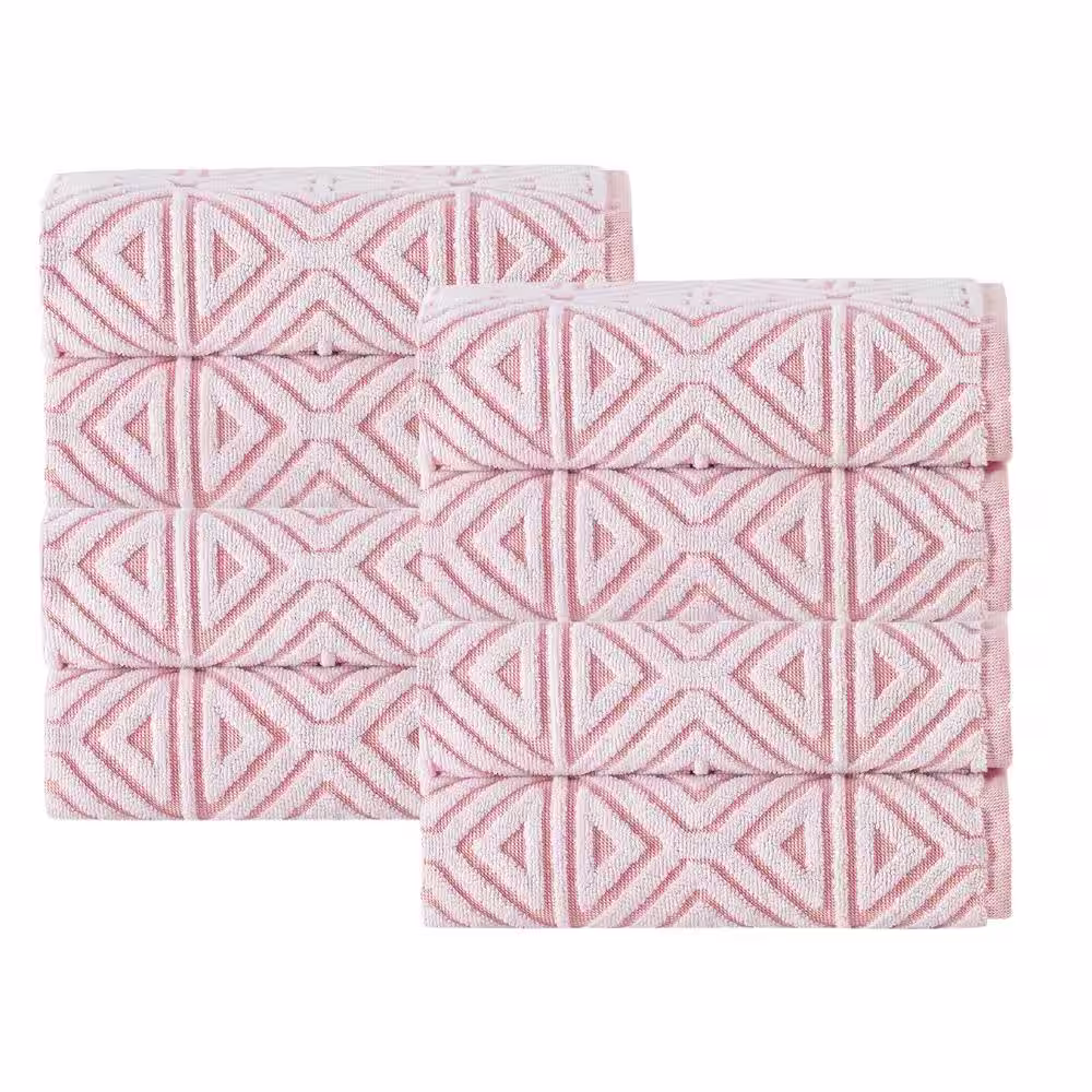 Enchante Home Glamour 8 pcs Pink Turkish Cotton Hand Towels
