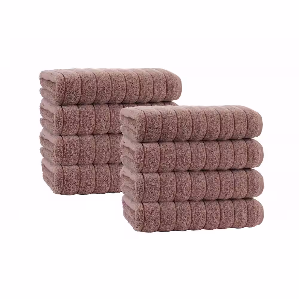 None Vague 8-Piece Beige Turkish Cotton Hand Towels