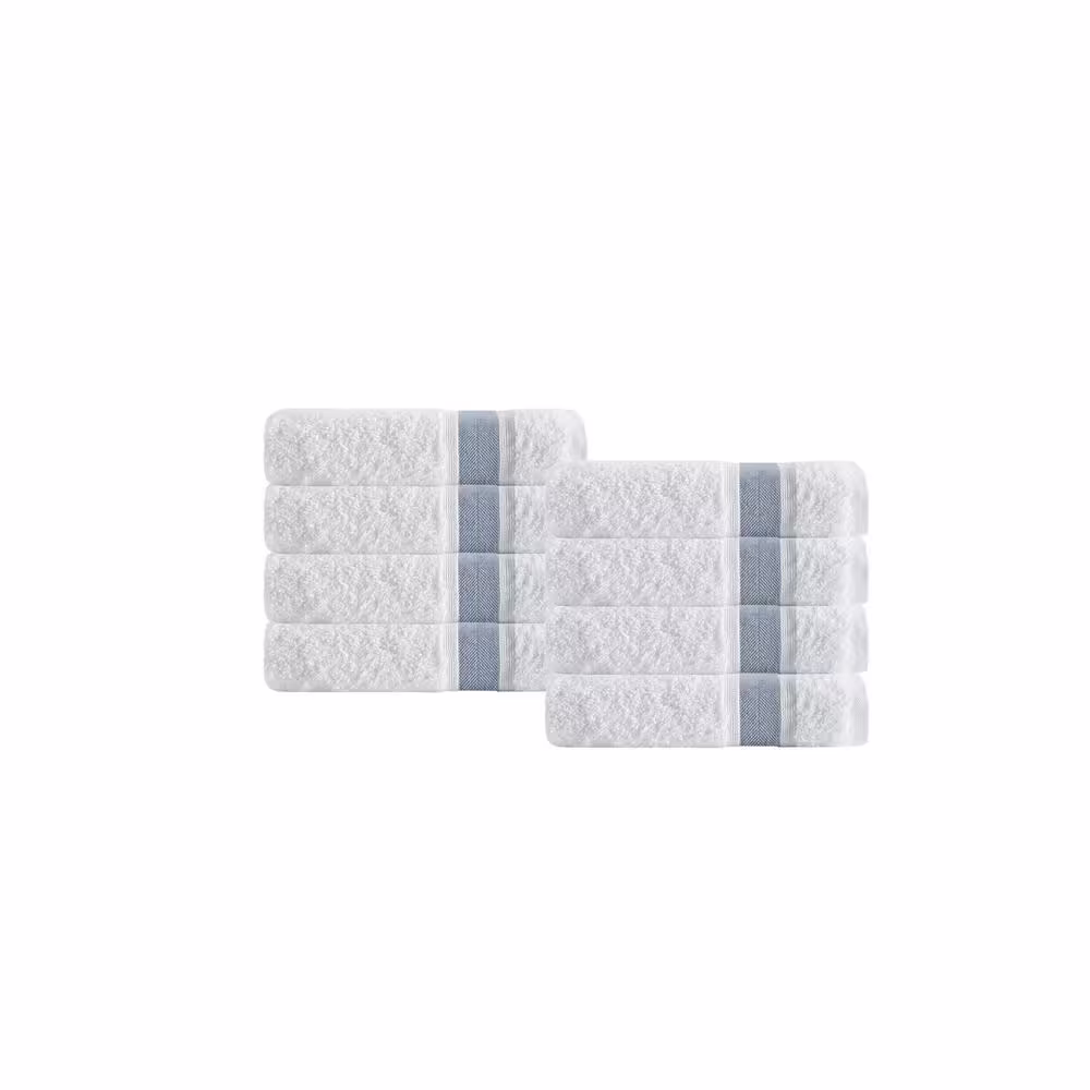 None Unique 8-Piece Blue Turkish Cotton Hand Towels
