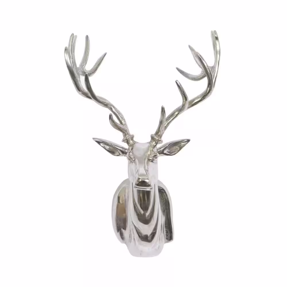 Litton Lane Aluminum Silver Head Deer Wall Decor