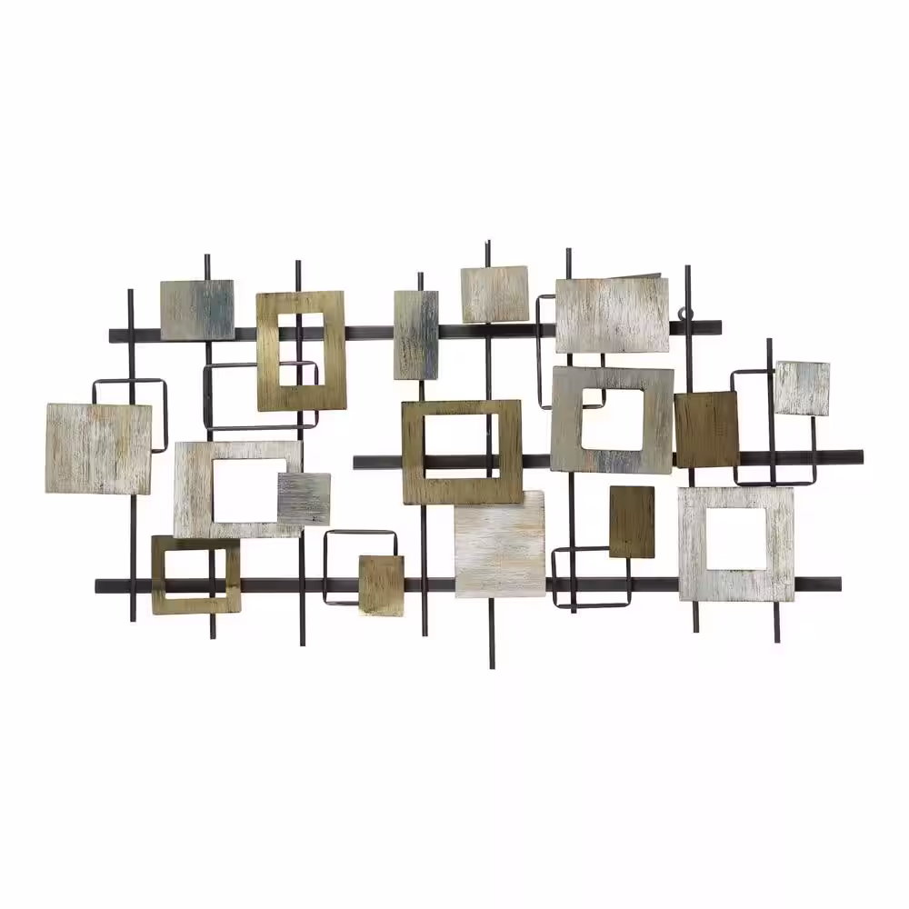 Stratton Home Decor Modern Shapes Wood and Metal Wall Centerpiece