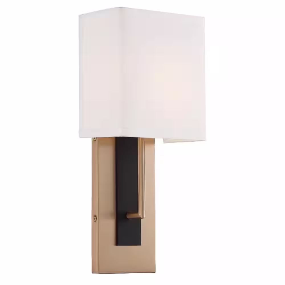 Crystorama Brent 1-Light Vibrant Gold and Black Forged Sconce