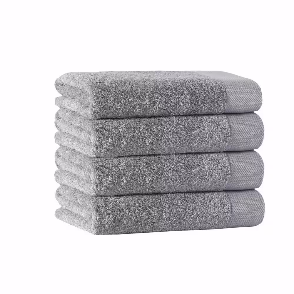 None Signature 4-Piece Silver Turkish Cotton Bath Towels