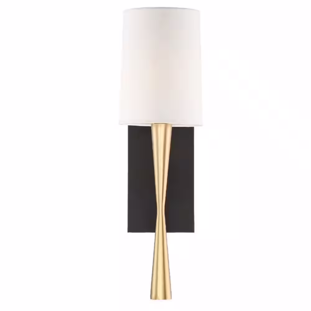 Crystorama Trenton 1-Light Aged Brass + Black Forged Sconce