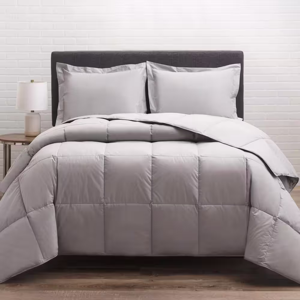 Allied Home Down-filled Cotton Twill Gray Twin Comforter