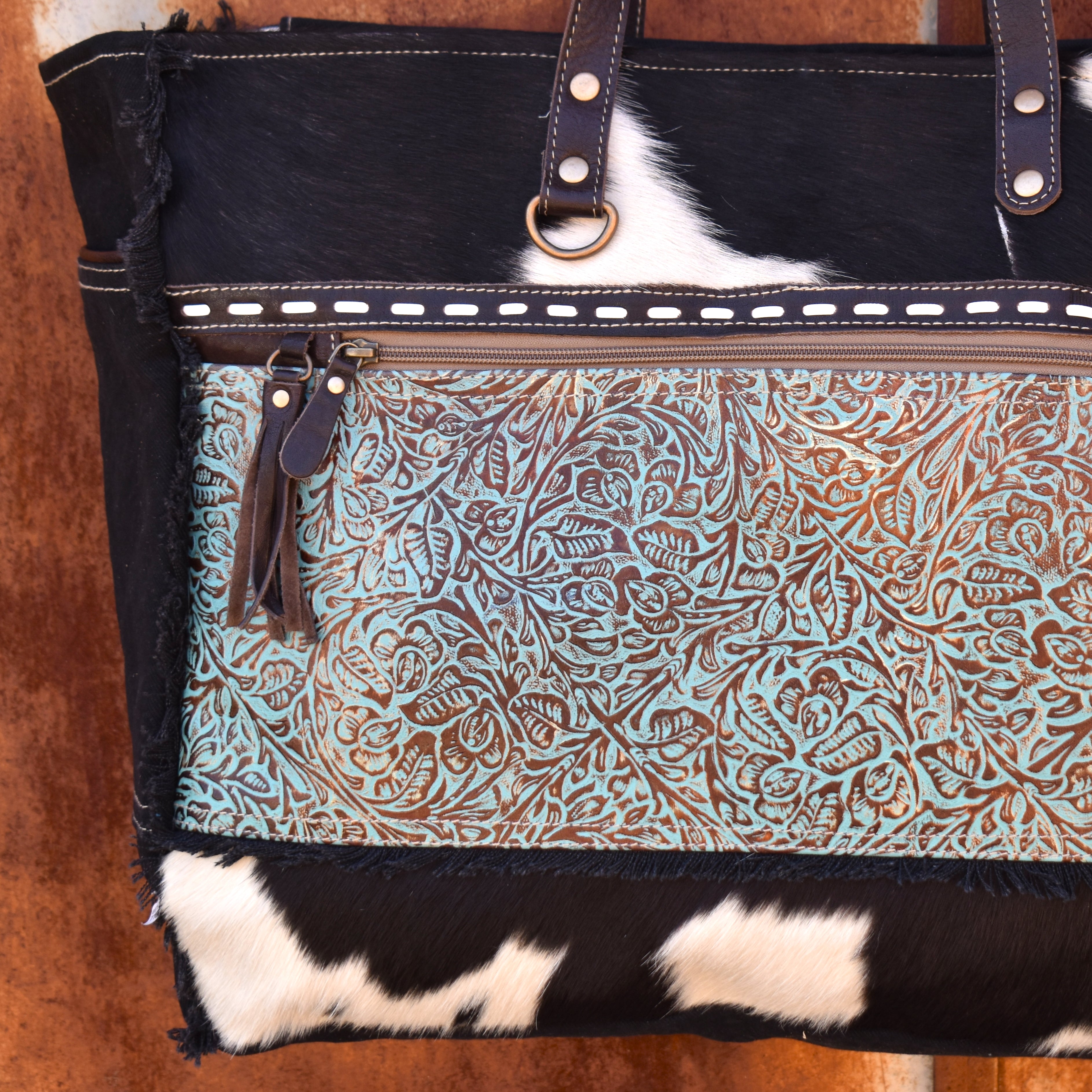 Bronzed Embossed Turquoise Weekender