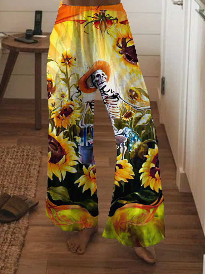 Punk Longevity Flower Skull Fashion Pants