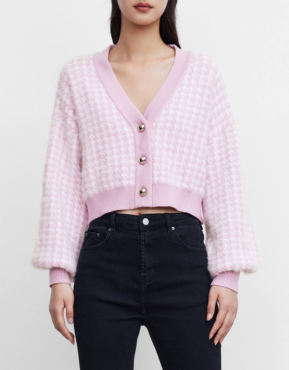 Contrast Trim Button Front Cardigan