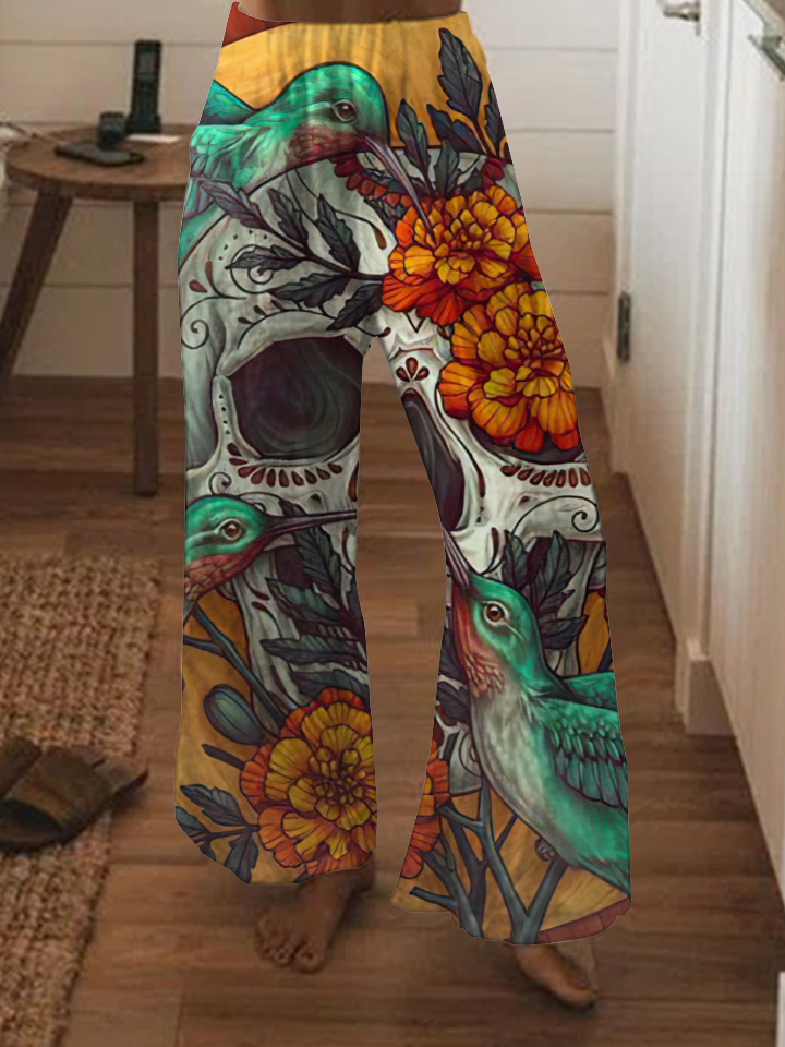 Punk Longevity Flower Skull Fashion Pants