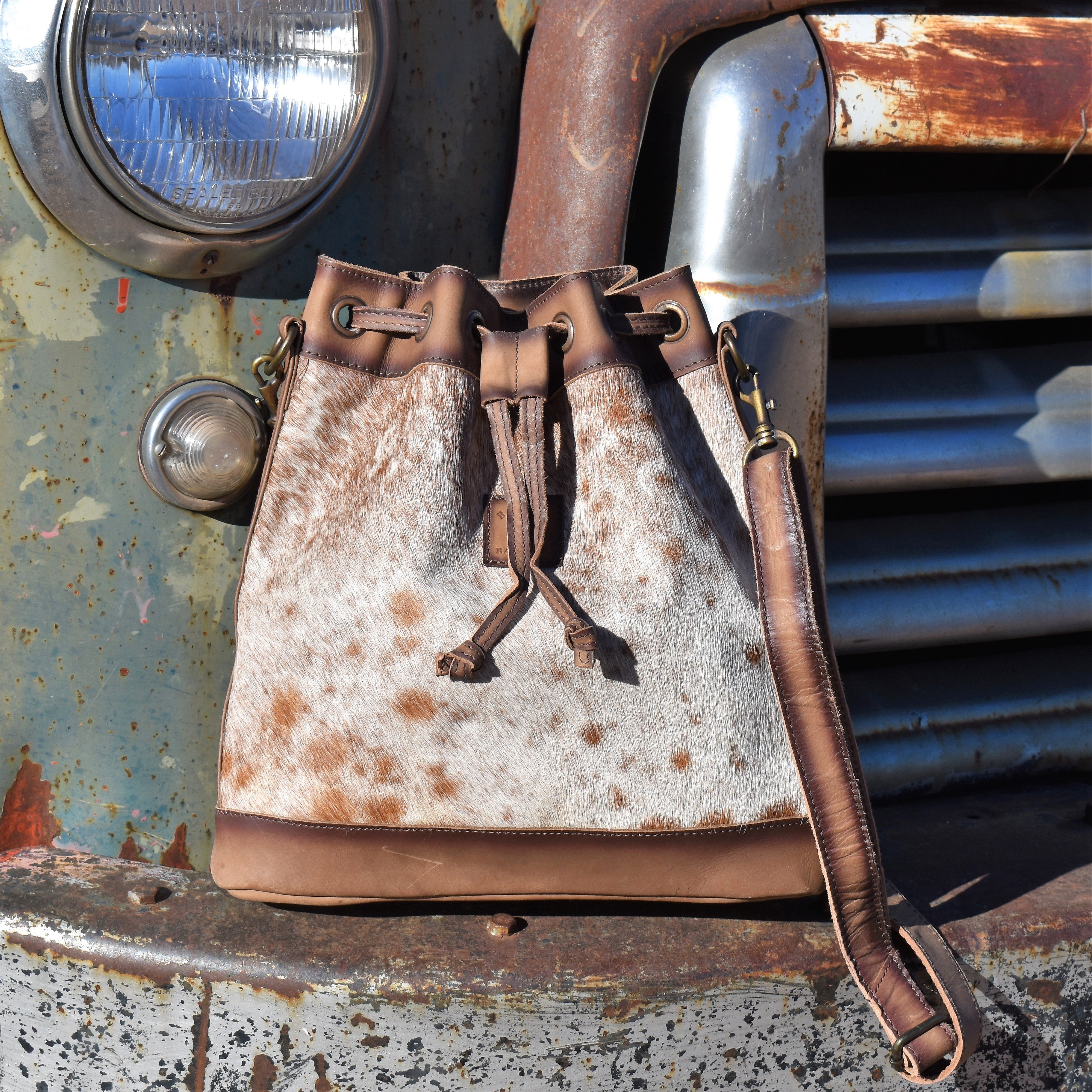 Railroad Leather Bucket Bag