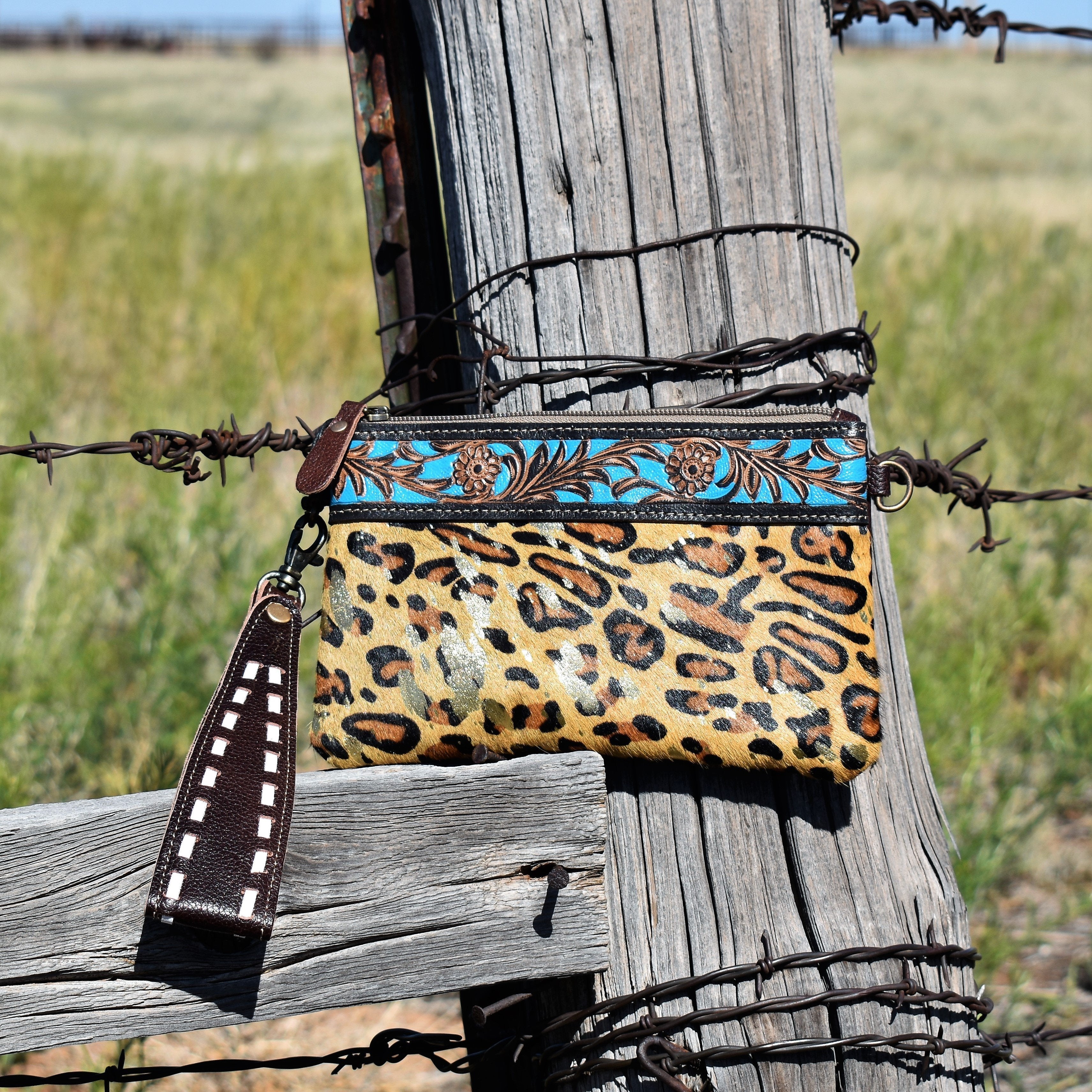 Gilded Leopard Wristlet
