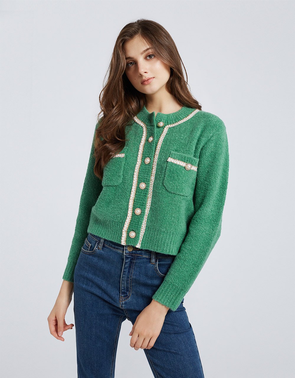 Standard Sleeve Crew Neck Knitted Cardigan (SELECT SIZES FOR PRE-ORDER)