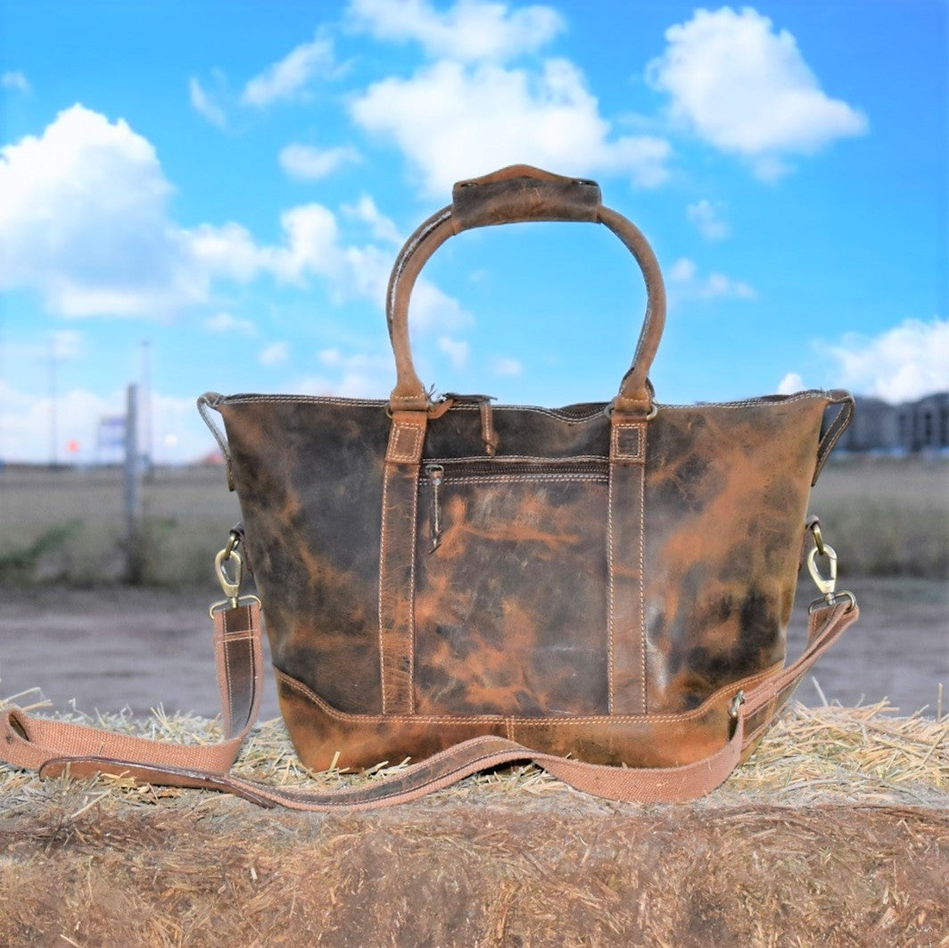 Rugged Leather Weekender Bag*