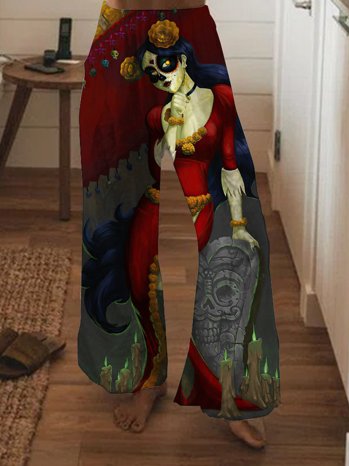 Punk Longevity Flower Skull Fashion Pants