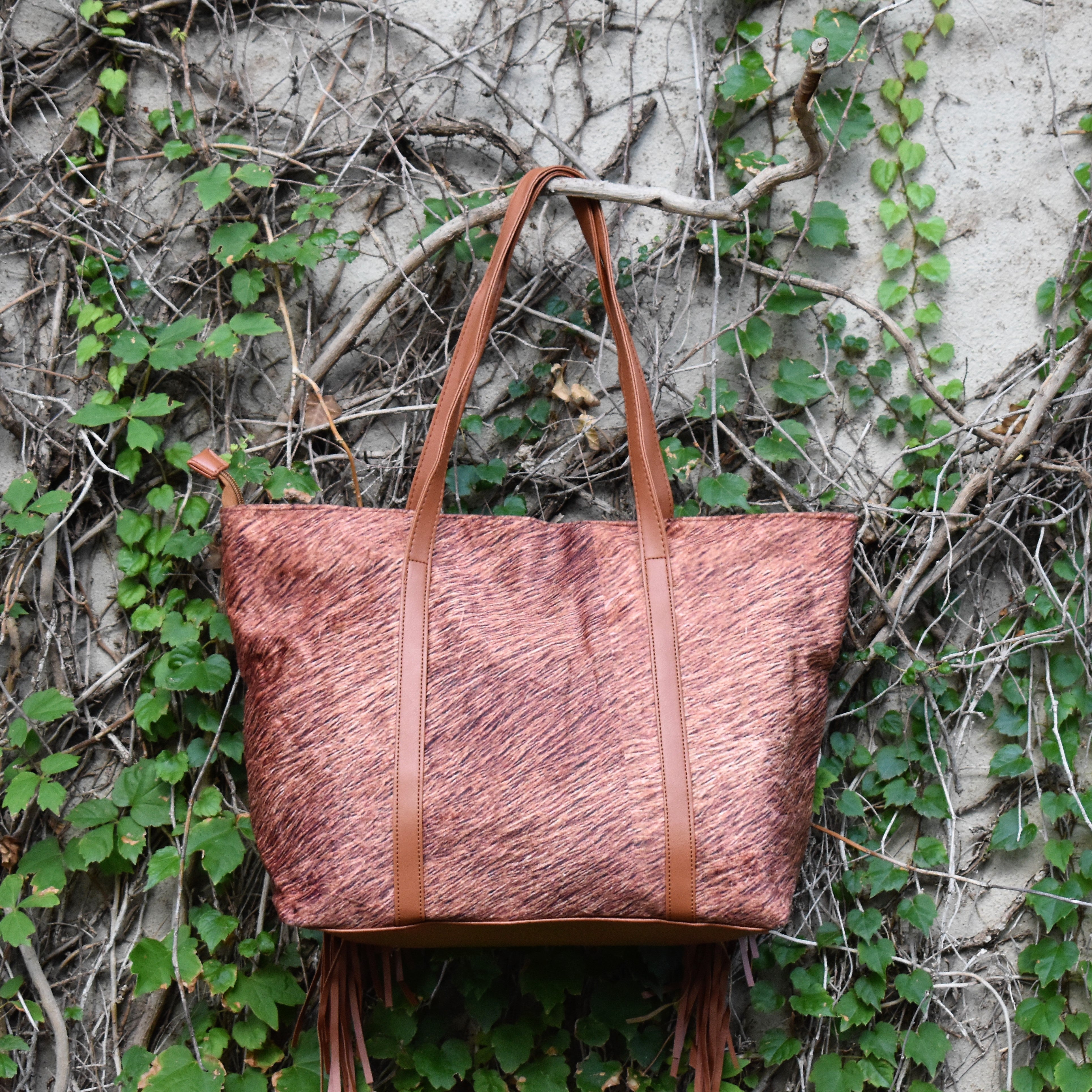 What The Fringe Serape Leopard Tote