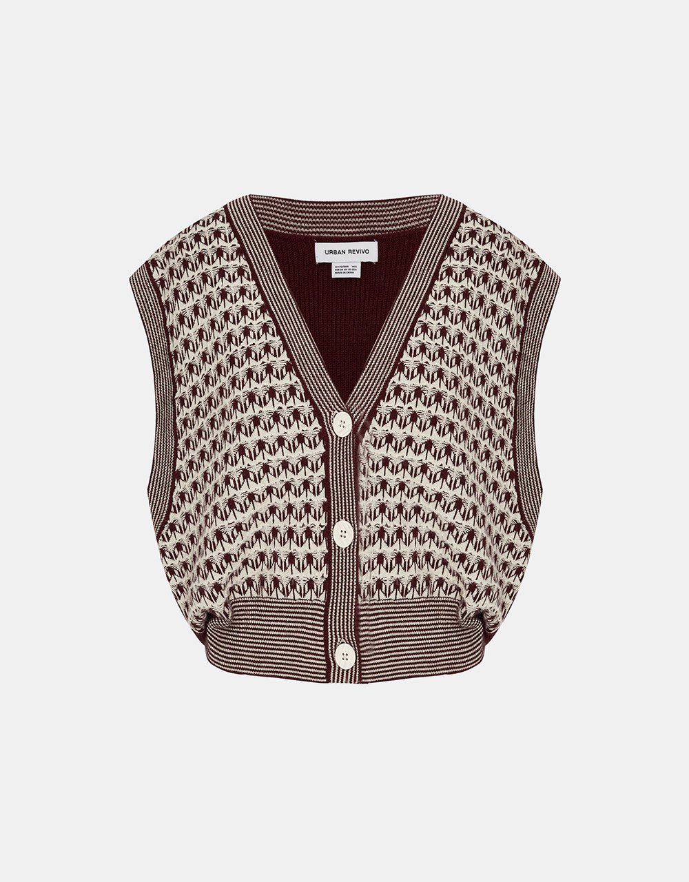 Geo Pattern Button Up Sweater Vest