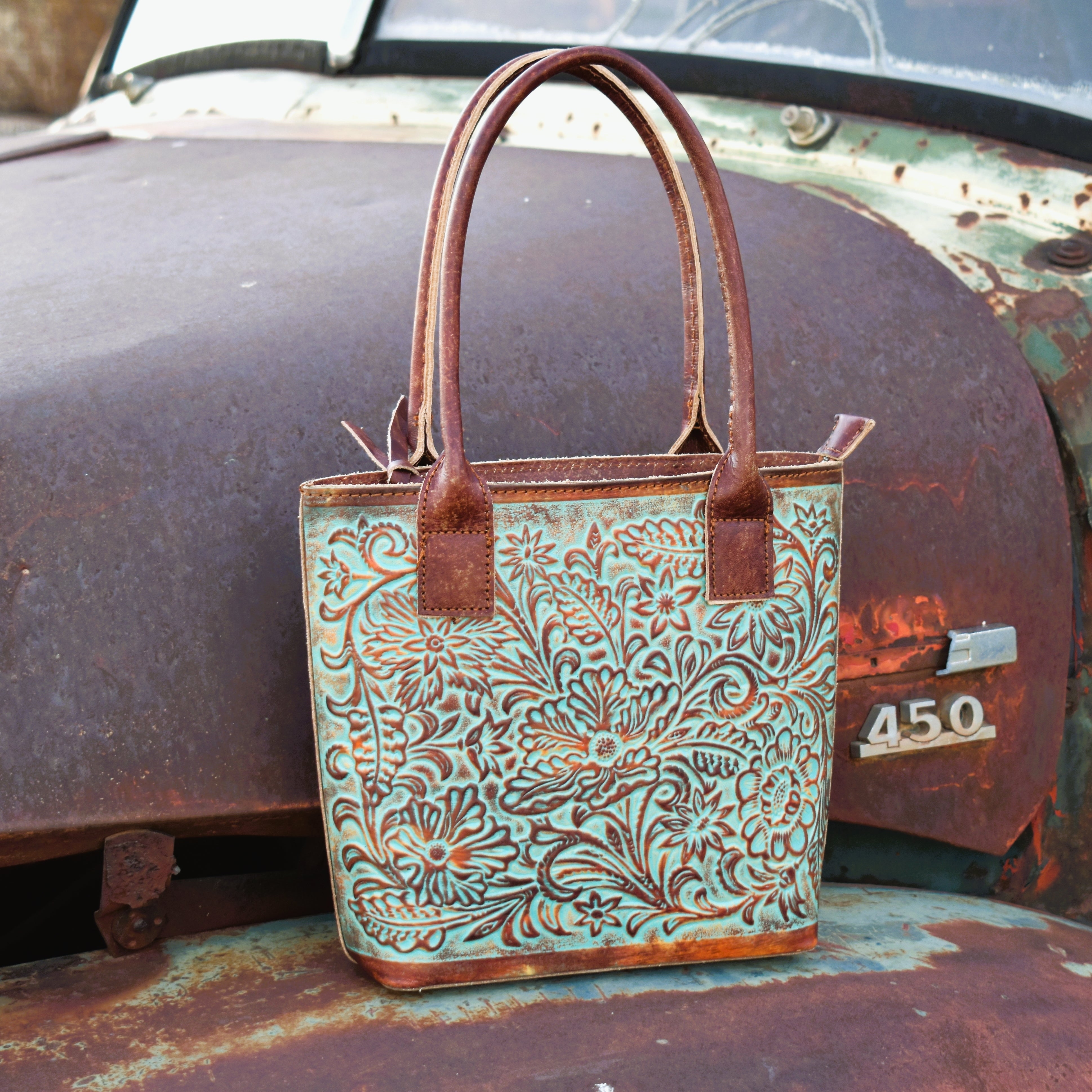 Turquoise Tooled Leather Purse