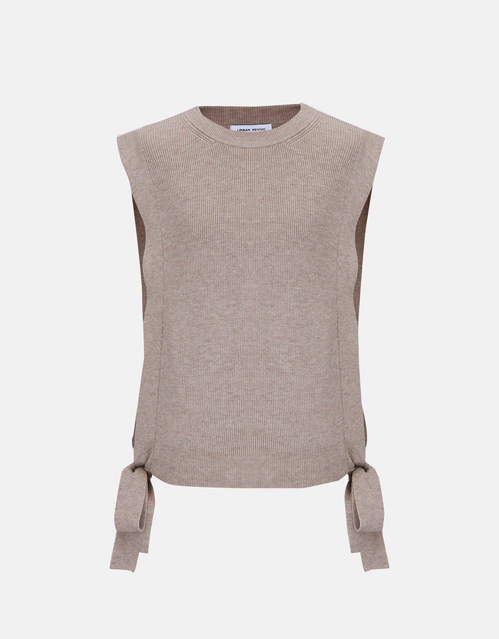 Crew Neck Mid-Length Knitted Vest