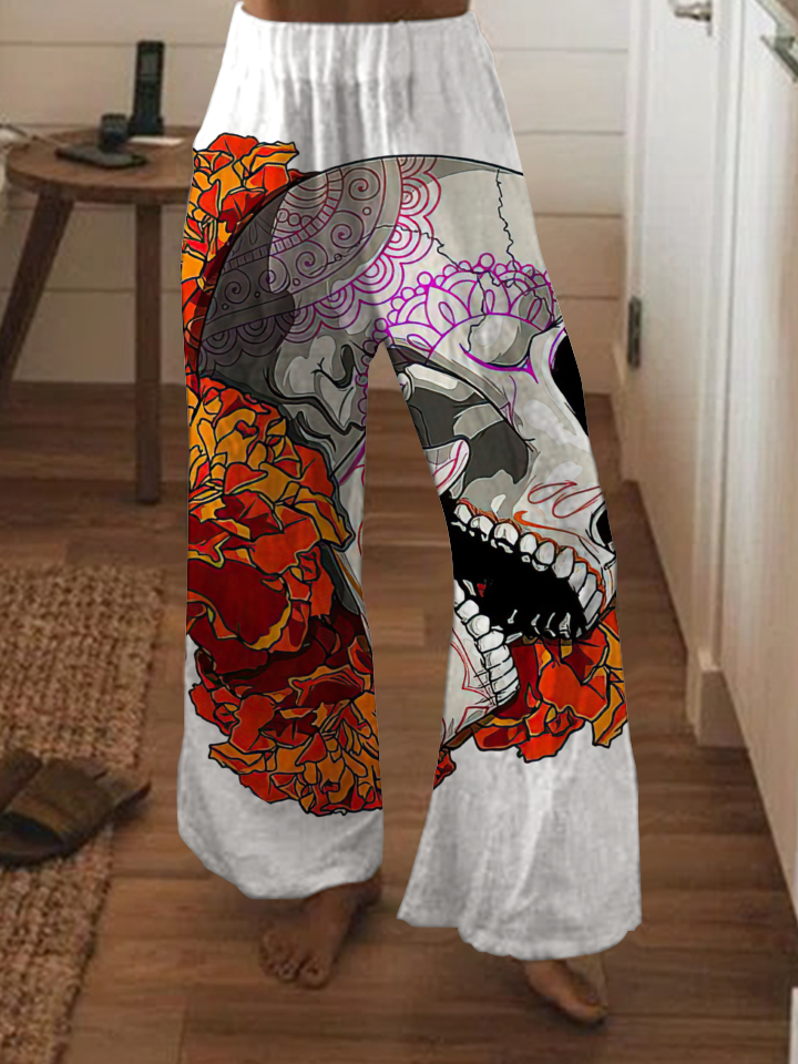 Punk Longevity Flower Skull Fashion Pants