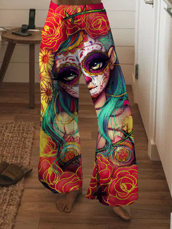 Punk Longevity Flower Skull Fashion Pants