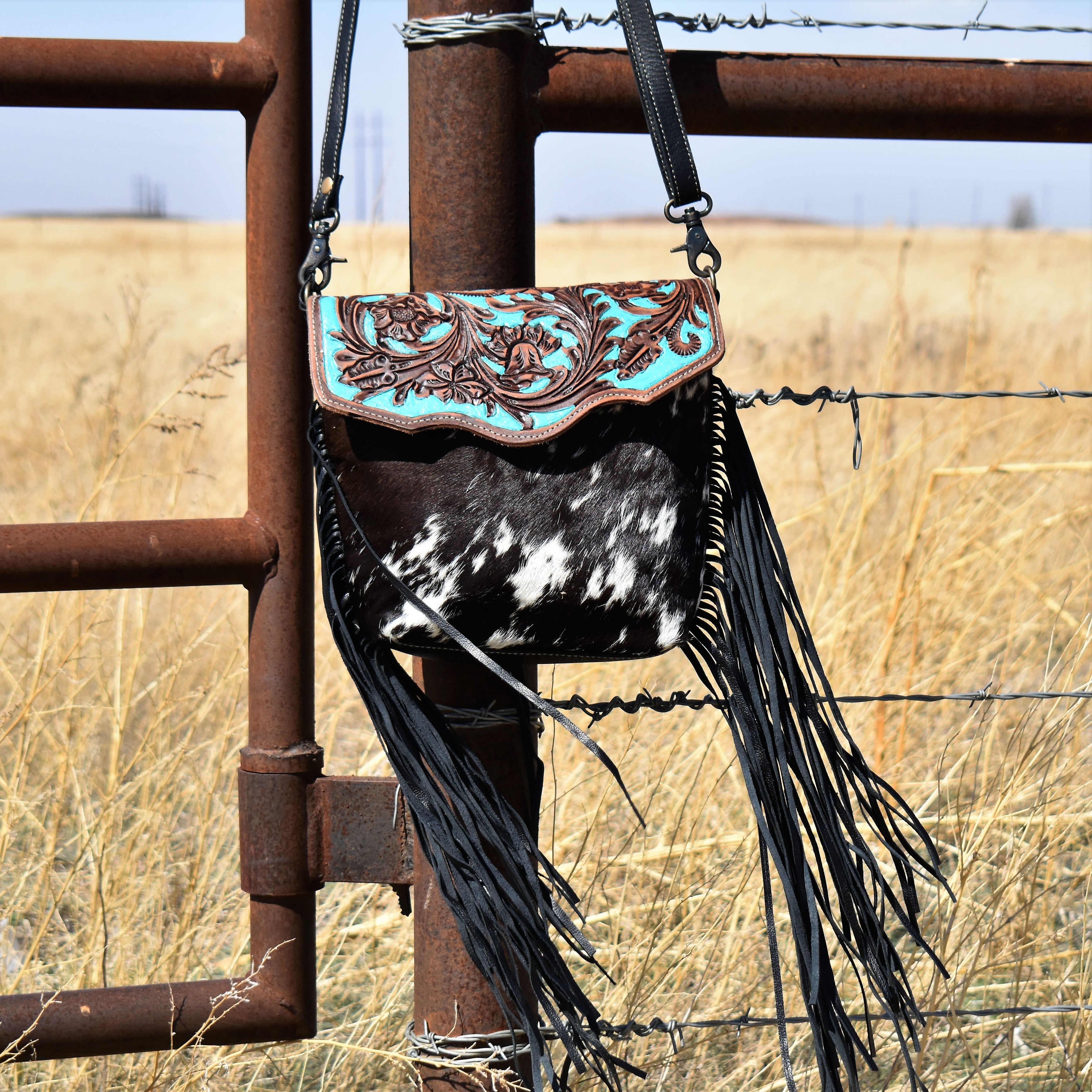 Tooling With Turquoise Handbag