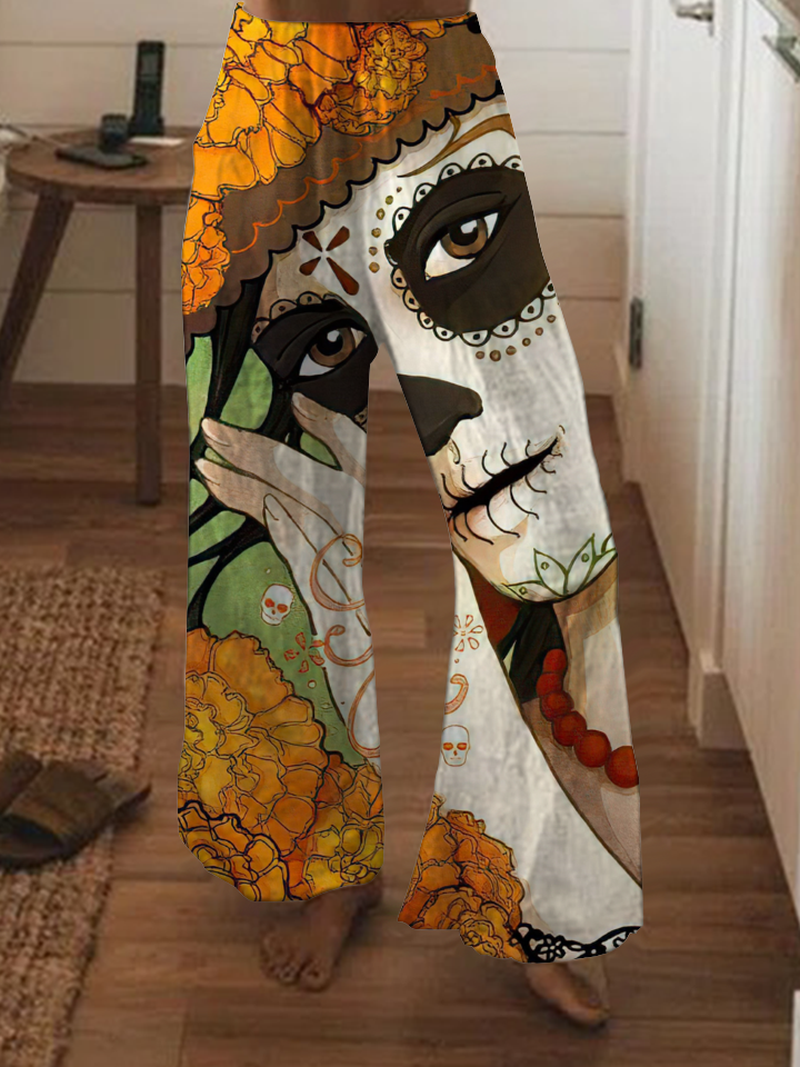 Punk Longevity Flower Skull Fashion Pants