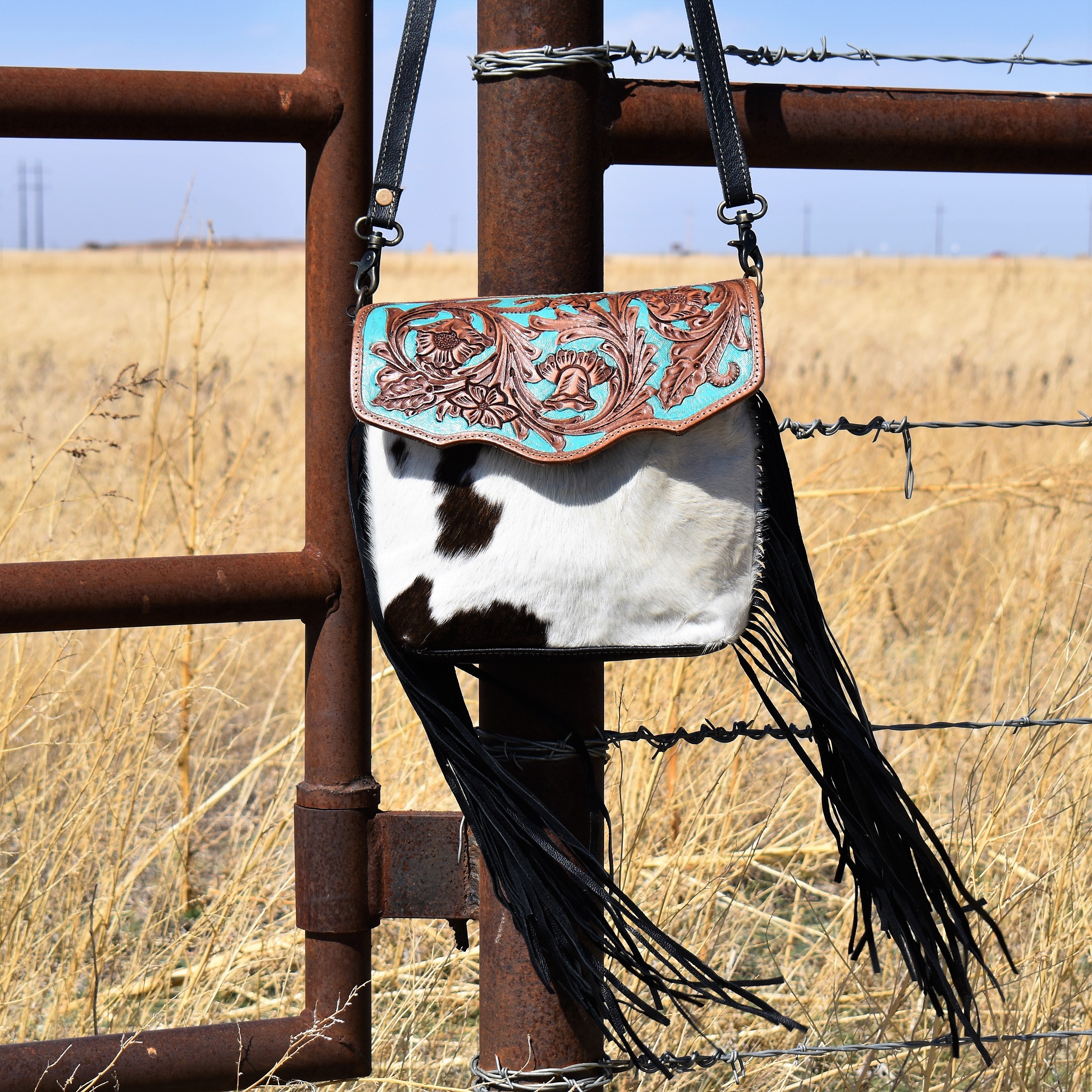 Tooling With Turquoise Handbag